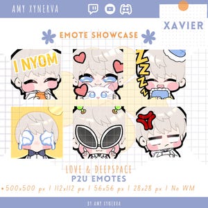 Xavier Cute Silly Emotes Pack x6 | Love and Deepspace | Cute VTuber/ Streamer Assets | Twitch/Discord/Youtube