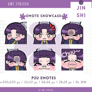 Jinshi Cute Silly Emotes Pack x6 | The Apothecary Diaries Anime | Cute Streamer/ VTuber Assets | Twitch/Discord/Youtube