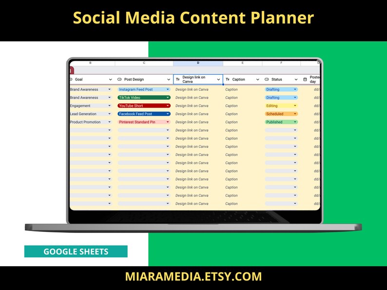 Social Media Monthly Content Planner, Social Media Content Calendar ...