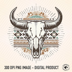 Cow Skull PNG, Western PNG, Aztec PNG, Vintage Rodeo Sublimation,Grunge design, Western Sublimation, Cowboy Png, Retro Western Png