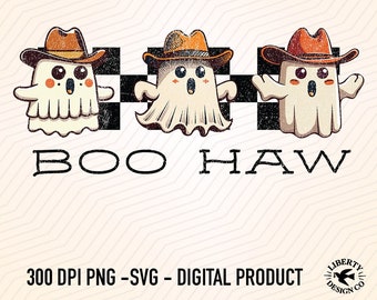 Boo Haw Cowboy Ghost SVG : Cowgirl drôle d'Halloween (téléchargement numérique)
