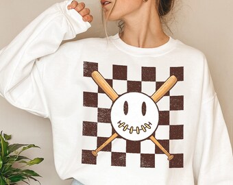 Retro Groovy Baseball PNG Design (Digital Download)