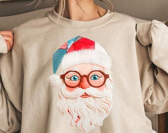 Patchwork Santa PNG - High-Resolution Christmas Design (Digital Download)