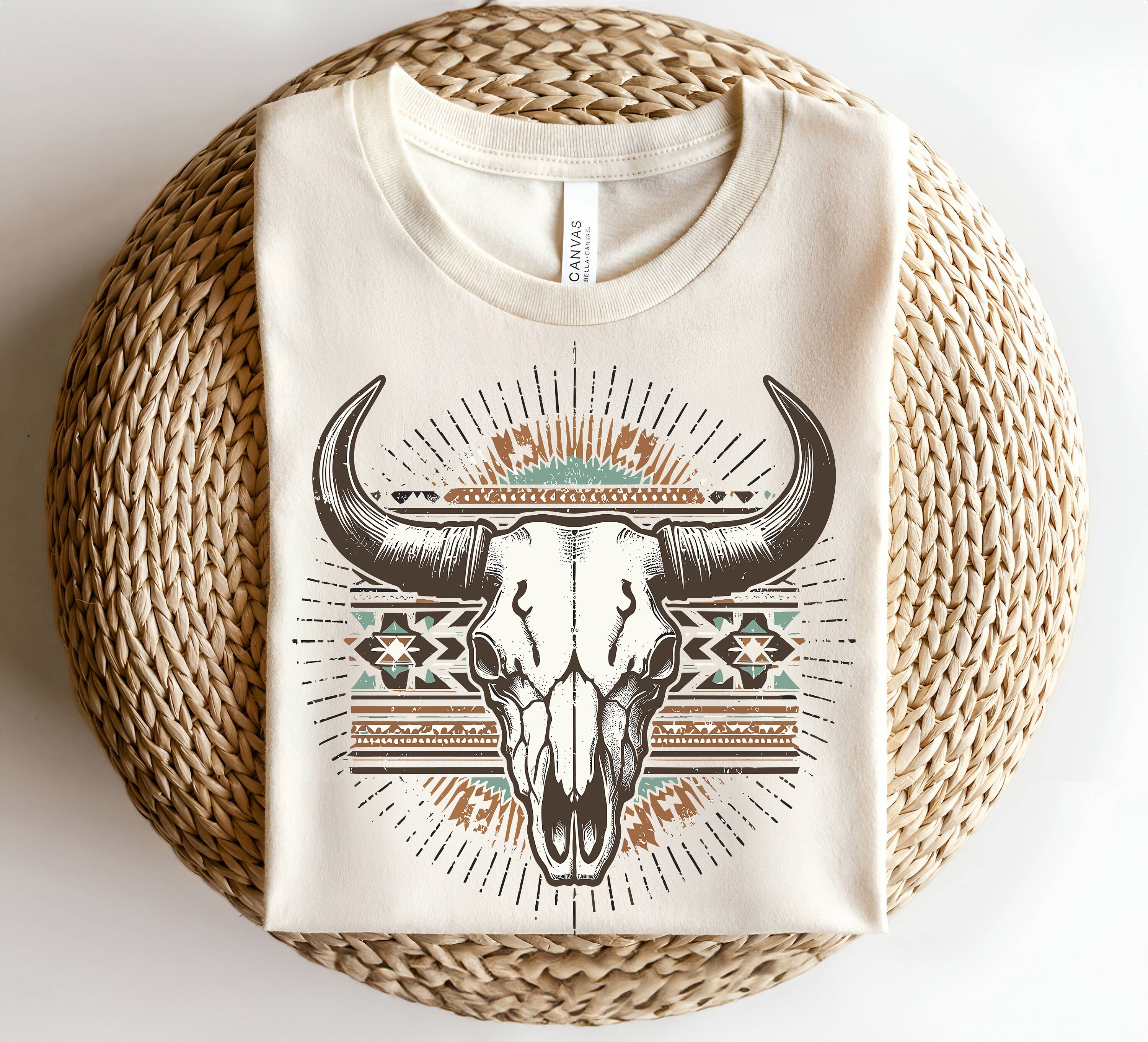 Graphic Tee - Aztec Cow Skull
