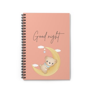 Cuaderno espiral de buenas noches, diseño de oso tierno, diario infantil, notas para dormir, regalo para niños, material escolar