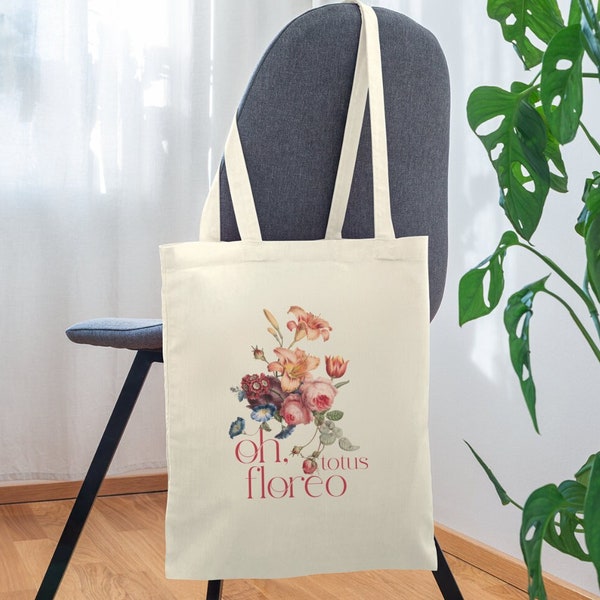 Baumwolltasche Geschenkidee Typo Einkaufstasche Blumen Oh, ich blühe