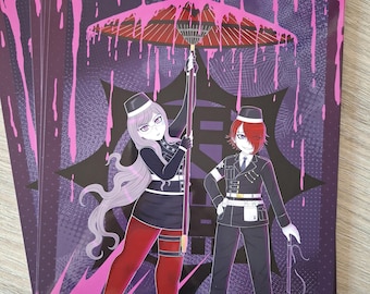 Master Detective Archives : Rain Code, Yomi Hellsmile et Martina Electro, impression brillante A4