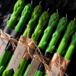 Asparagus Taper Candles Pair, Unique Table Decor, Kitchen Table Centrepiece, Veggie Candles, Beeswax Pillar Candles, Easter Gift