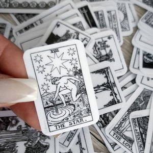 Único y completo mini Tarot Deck en blanco y negro 78 Cartas de Rider White Imprimible Descarga instantánea Carta de Tarot PDF en dos versiones (2 en 1)