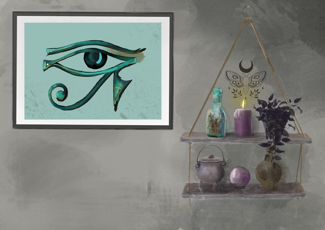 Eye of Horus Print Ankh Symbols Protection Key of Life Art - Etsy