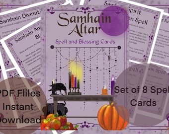 Samhain spell blessing cards set of 8 cards