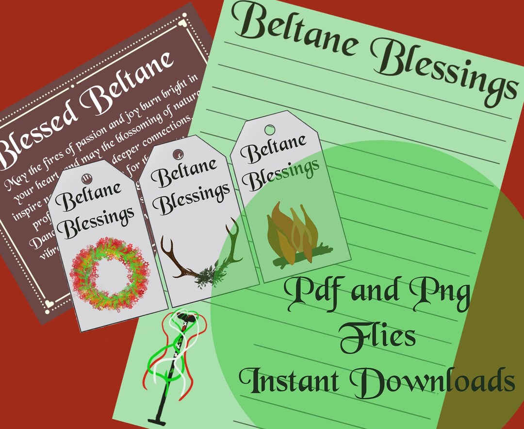 Beltane Writing Sheets , Gift Tags and Blessing Tags Digital Download Etsy