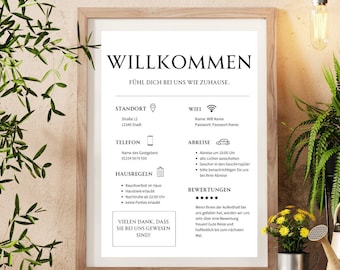 Welcome sign for Airbnb hosts, vacation rental welcome sign, greeting message for guests, Airbnb signage, Canva template