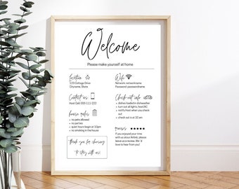 Vacation Rental Welcome Sign, Greeting Message for Guests, Vacation Rental Airbnb Signboard, Airbnb Welcome Sign, Digital Canva Template