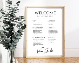 Airbnb Welcome Sign for Hosts, Printable Vacation Rental Sign, Guest Arrival Poster, Template for VRBO, Airbnb Sign