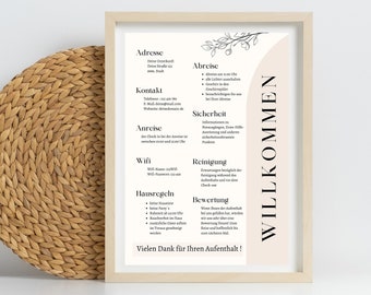 Welcome sign for Airbnb hosts, vacation rental welcome sign, greeting message for guests, Airbnb sign, Canva template