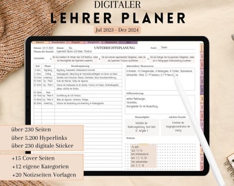 Digitaler Lehrerplaner, Lehrerkalender 2023 2024, Lehrerplaner deutsch, digitaler Unterrichtsplaner, Goodnotes Lehrerplaner
