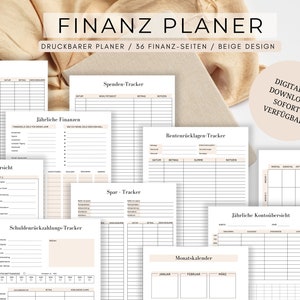 Financial planner to print, budget planner German, household book, monthly budget, savings tracker, debt tracker, instant download PDF
