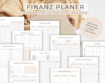 Utskrivbar ekonomisk planerare, budgetplanerare på tyska, hushållsbudget, månadsbudget, sparspårare, skuldspårare, omedelbar PDF-nedladdning