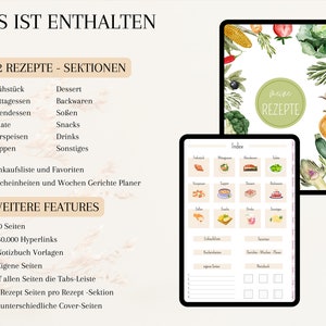digital recipe book German, digital cookbook pdf, recipe book for Goodnotes, recipe planner, digital recipe journal, meal planner image 3