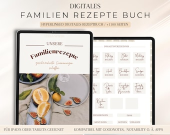 Digital family recipe book German, digital cookbook PDF, recipe book for Goodnotes, recipe planner, digital recipe journal