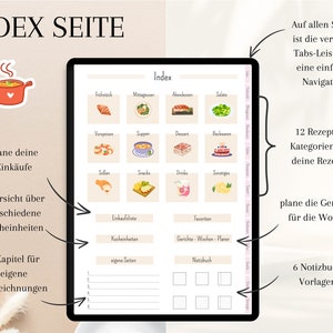 digital recipe book German, digital cookbook pdf, recipe book for Goodnotes, recipe planner, digital recipe journal, meal planner image 2
