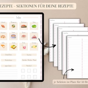 digital recipe book German, digital cookbook pdf, recipe book for Goodnotes, recipe planner, digital recipe journal, meal planner image 4