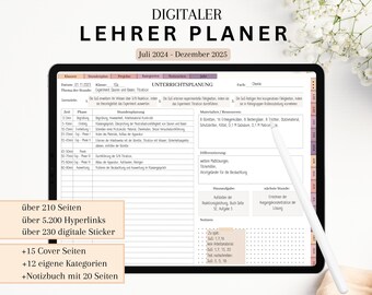 デジタル教師プランナー、教師カレンダー 2024 2025、教師プランナー ドイツ語、デジタル レッスン プランナー、Goodnotes 教師プランナー