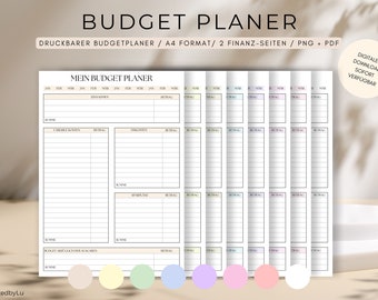 Budget Planer, Monats Finanzplaner pdf, Haushaltsbuch, Budgetplaner Deutsch zum Ausdrucken, Einnahmen Ausgaben, Sofort Download, Fixkosten