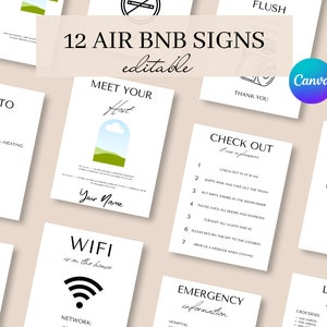 Airbnb Sign Bundle Template, Airbnb Signs, Vacation Rental, WiFi Sign, Checkout List, Airbnb Host, VRBO