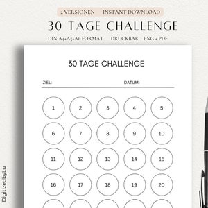 30 Day Challenge Template Printable Goal Tracker Template Routine Tracker, Instant Download