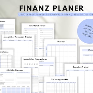 Financial planner to print out, budget planner German, budget book, monthly budget, savings tracker, debt tracker, instant download PDF