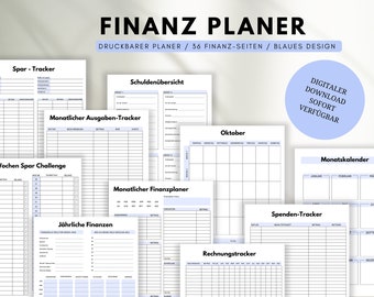 Financial planner to print out, budget planner German, budget book, monthly budget, savings tracker, debt tracker, instant download PDF