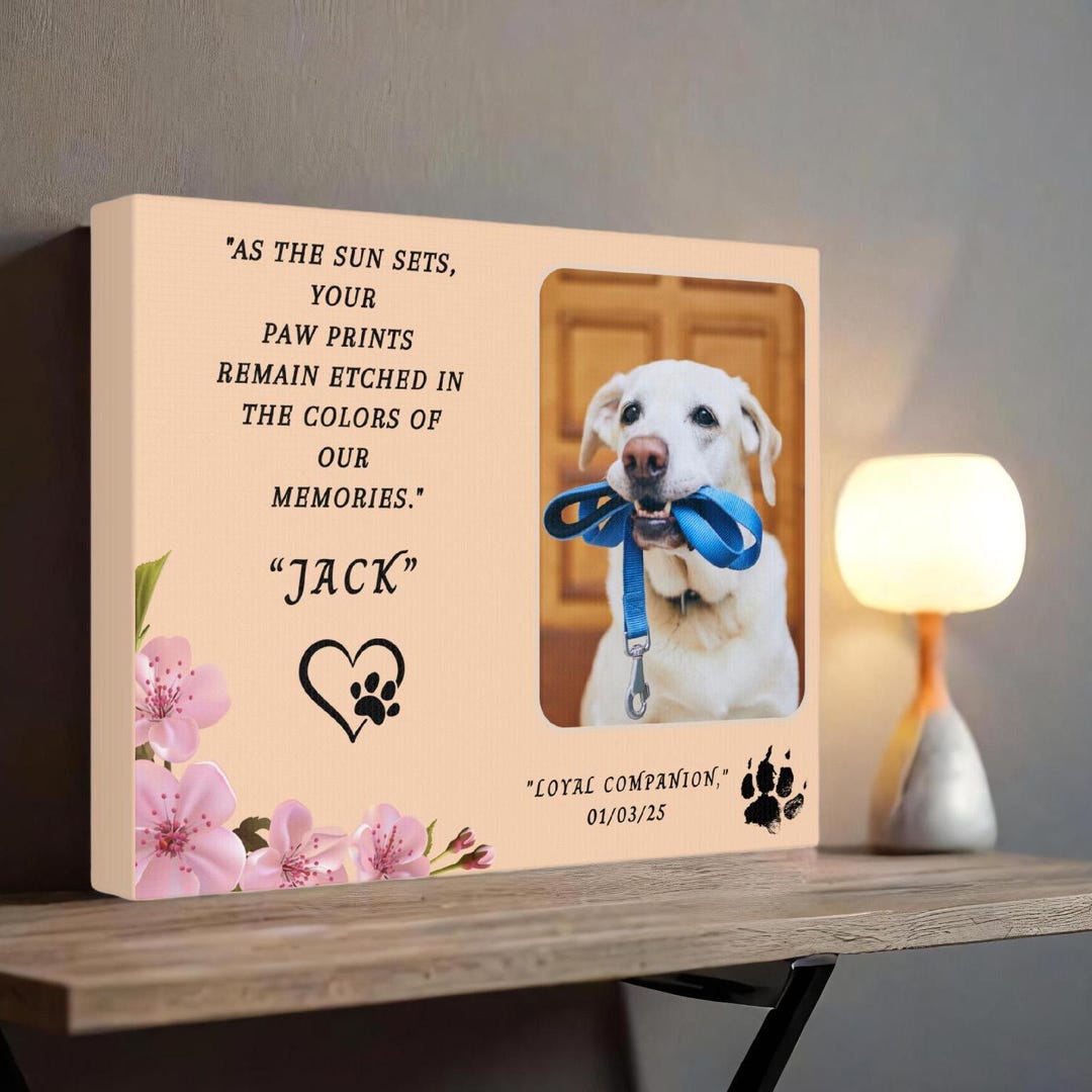 Personalized Dog Memorial Canvas With Photo, Pet Loss Gift, in Loving ...