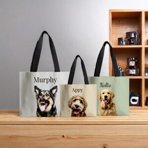 Custom Dog Mom Tote Bag with Pet Photo & Name – Personalized Gift for Dog Lover – Cute Canvas Bag for Dog Moms