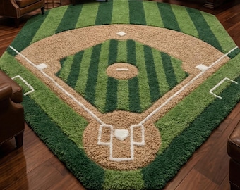 Baseball Field Rug, Sports Theme Kids Room Rug, Baseball Diamond Carpet ...