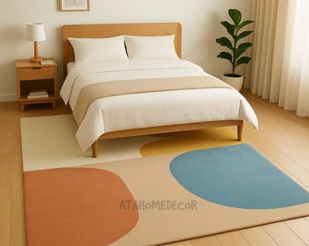 Modern Abstract Hand-Tufted Area Rug | Color Block Geometric Carpet for Living Room & Bedroom | Soft Minimalist Decor by ATAHomeDecor Rugs