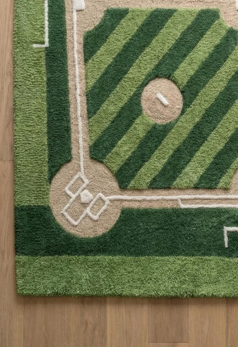 Baseball Field Kids Rug, Sports Nursery Rug, Green Baseball Diamond Rug ...