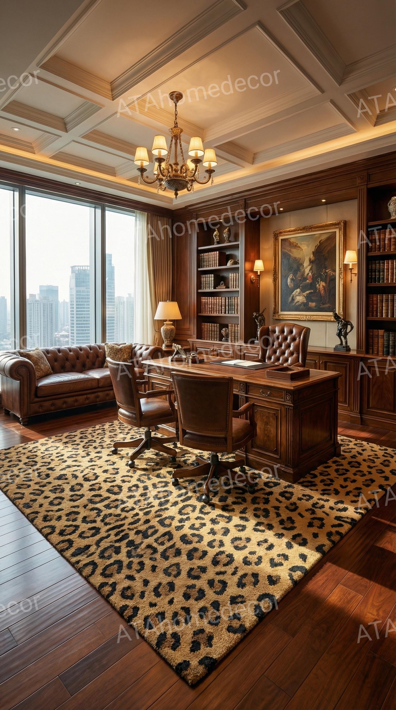 Leopard Print Hand Tufted Rug, Animal Print Wool Area Rug, Modern ...