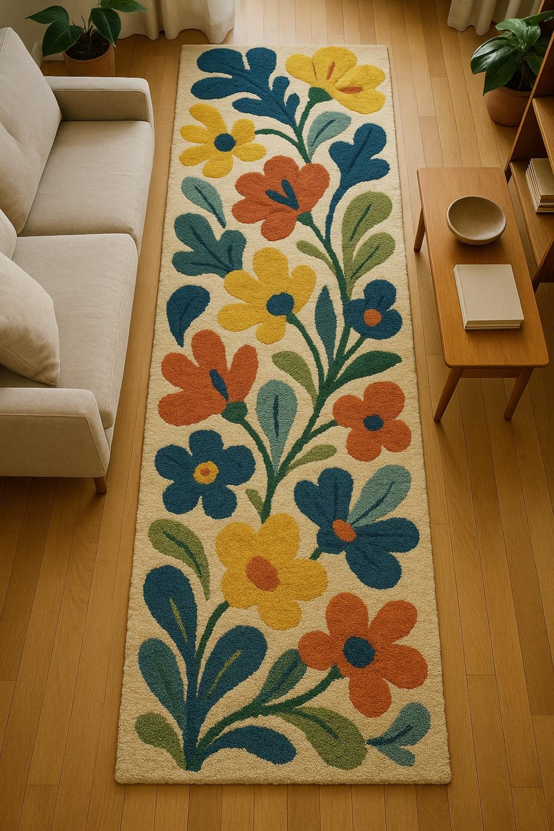 Unique Runner Rugs Hand Tufted Floral Runner Rug | Scandinavian Hallway Runner | Newsyland ...