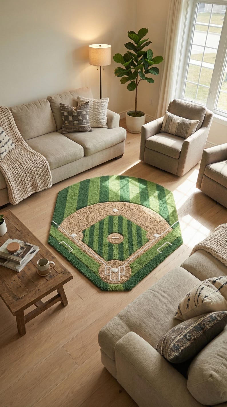 Homebase Rug Baseball Baseball Field Rug, Sports Theme Kids Room Rug, Baseball Diamond Carpet ...