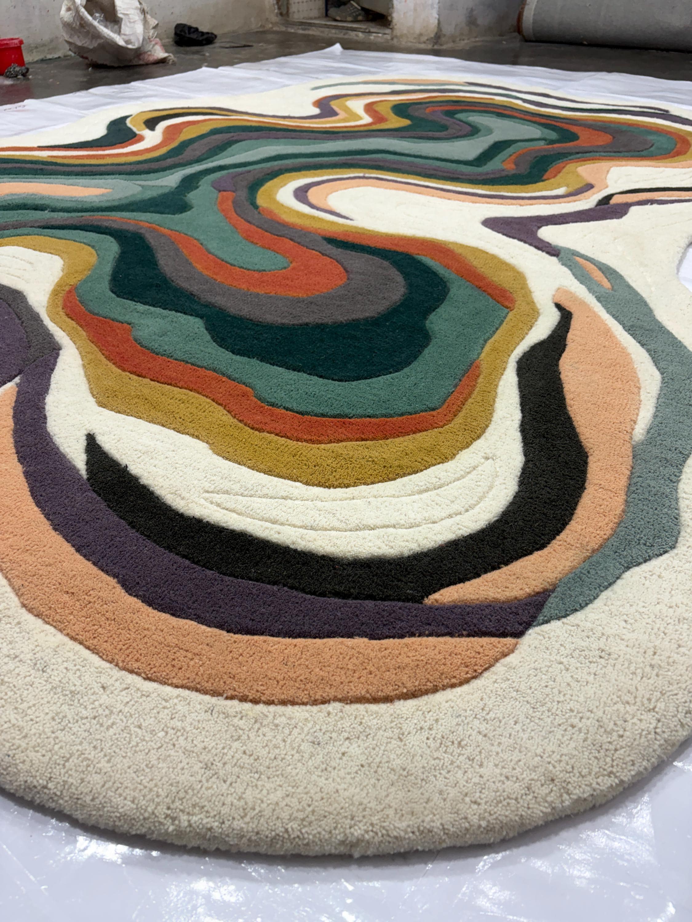 Irregular Abstract Area Rug Abstract Tufted Rug, Irregular Shape Modern Area Rug, Handmade Colorful ...