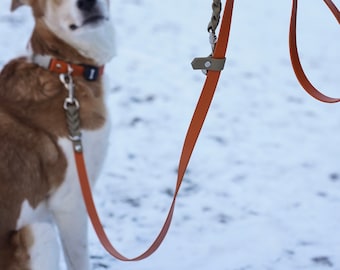 MEICKY | geflochtene stufenlos verstellbare Biothane Leine für Hunde | 19 mm | handsfree leash | verschiedene Längen | Wunschfarben