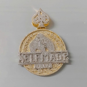 Colgante de moissanita real/Colgante SELFMADE personalizable de 6 ct para hombre/Amuleto personalizado/Colgante de hip hop/Colgante de moissanita/Regalo de cumpleaños