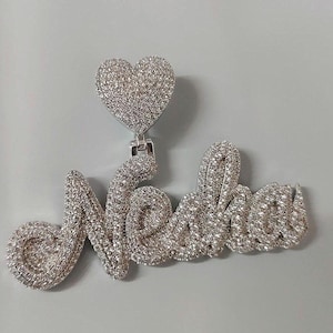 Colgante de moissanita real/Colgante de "NOMBRE" personalizable para hombre de 2 ct/Amuleto personalizado/Colgante de hip hop/Colgante de moissanita/Regalo de cumpleaños