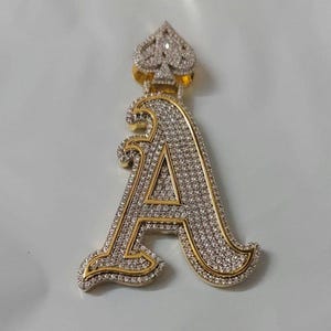 Colgante de moissanita personalizado de 2 pulgadas / Colgante de letra "A" para hombre de 3 ct / Amuleto de hip hop personalizado / Joyería de moissanita / Regalo de cumpleaños perfecto
