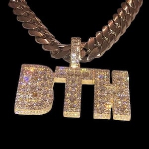 3.20 Ct Baguette Cut Real Moissanite Custom Letter Pendant 14k Silver Gold Plated  Birthday Gifts No Chain