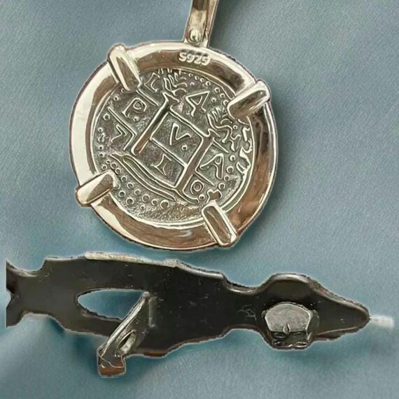 Nautische Lünette Mit Atocha Münzanhänger- Atocha Spanischer Schiffswrack Schatz Münze Anhänger- 925 Sterling Silber-Handgefertigte Nautische Lünette