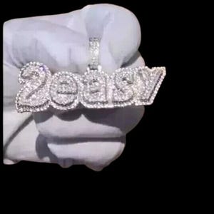2.00 Ct Round Cut Lab-Created Moissanite Customize Name Pendant White Gold Plated  Birthday Gifts No Chain