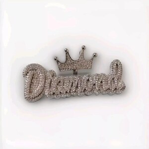 Colgante de hip hop para hombre / Colgante de moissanita personalizado "NOMBRE" / Collar con dije de 3 ct / Regalo de joyería único para cumpleaños o días festivos